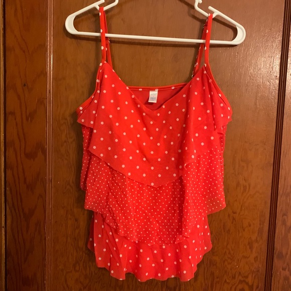 Tropical Escape Other - Tropical Escape Tankini Top Red Polka Dot Size 12